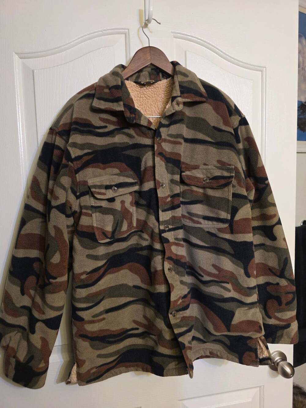 Guide Gear Field Tested Camouflage Fleece Sherpa Lined Button Jacket